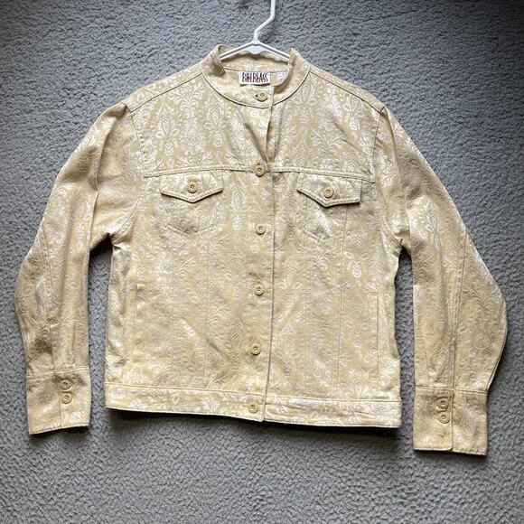Vintage Bill Blass Jacket Shirt Womens Medium Beige Button Up - Picture 1 of 16